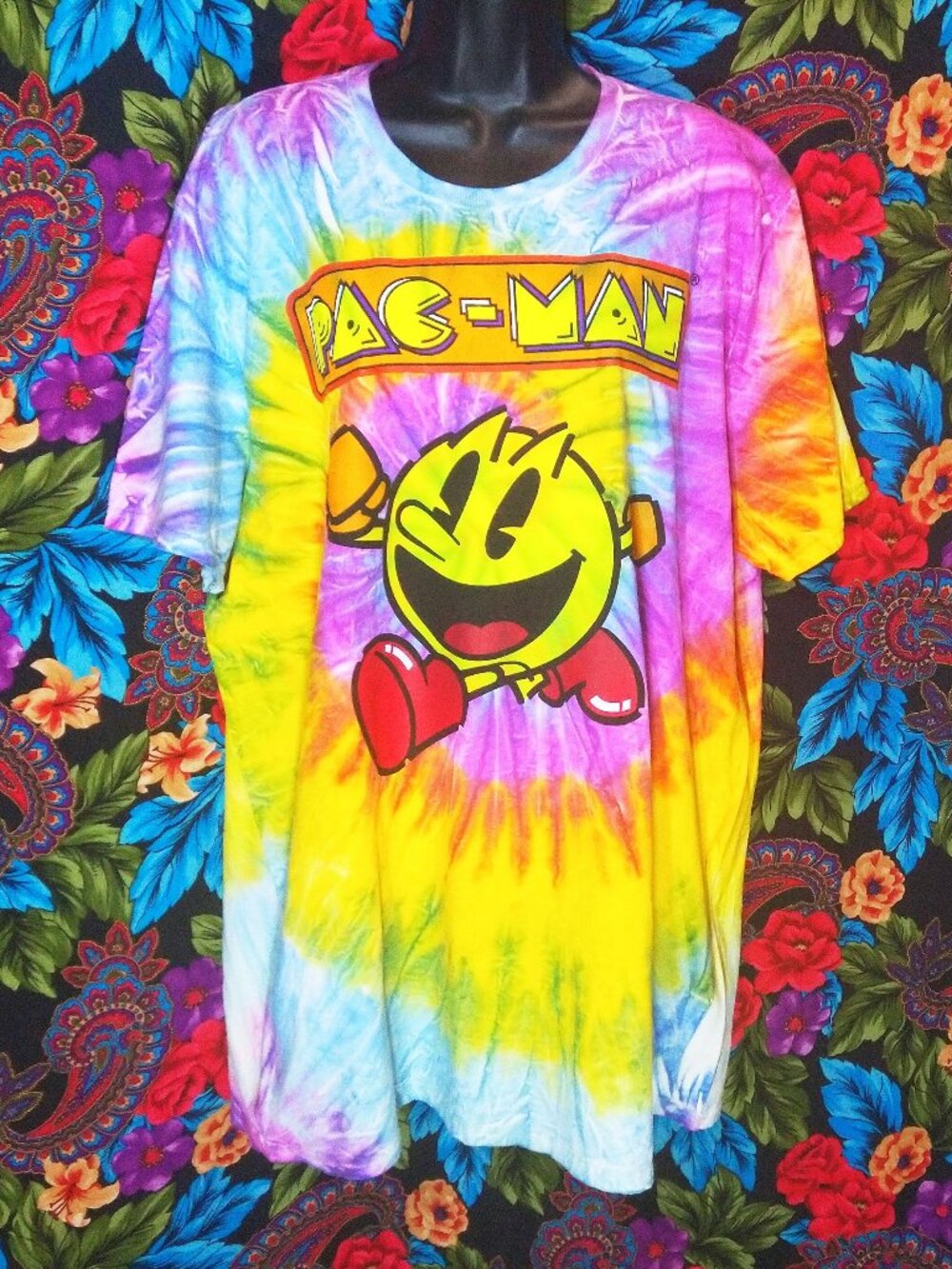 MEN'S PACMAN VIDEO GAME SHIRT BANDAI NAMCO MENS SIZE XL TIE DYE TEE  X-LARGE
